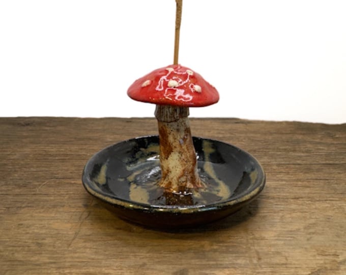 Mushroom Ceramic Incense Holder hand made