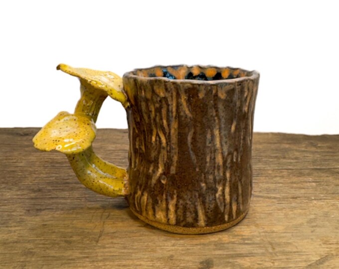 Espresso Cup Chanterelle Mushroom on Birch handmade Mini Mug