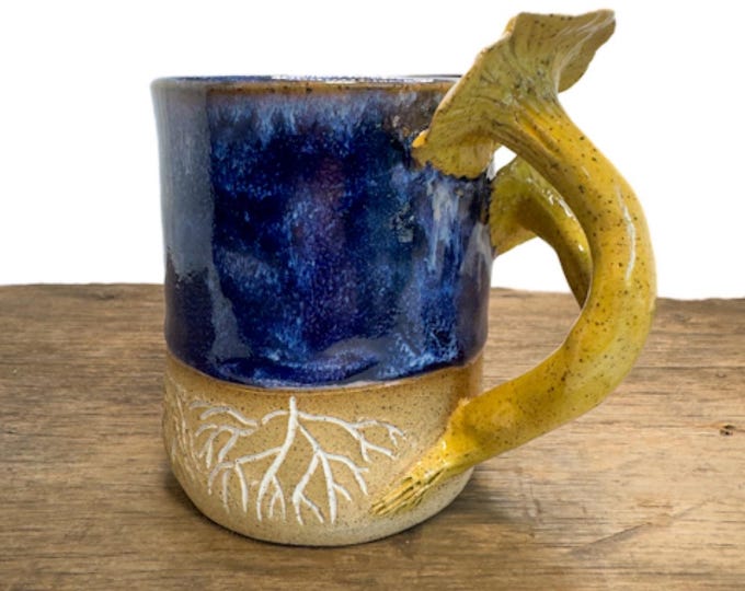Chanterelle Mushroom with mycelium mug handmade