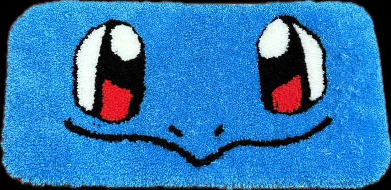 Mouse Pad Tuft Rug Handmade Tufted Desk Mat, Cute Blue Character Desk Rug, Gaming Desk ...