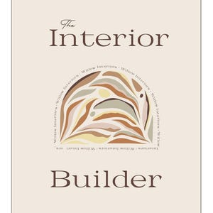 May include: A beige background with the text "The Interior Builder" in brown text. The text is surrounded by a brown, beige, and yellow abstract design.