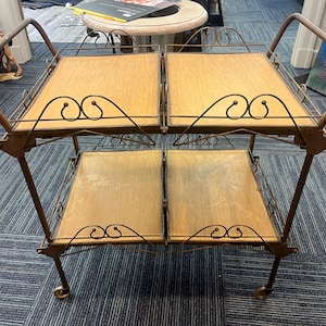 Mid Century Modern Foldable Bar Cart with 4 Detachable Trays 30"w x 17.5"d x 30" High