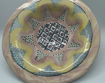 Authentic Vintage Mackenzie Childs "Kuekenhof" Pattern Large Serving Bowl 14" Diameter