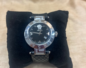 Versace Reve Watch Black Leather Band