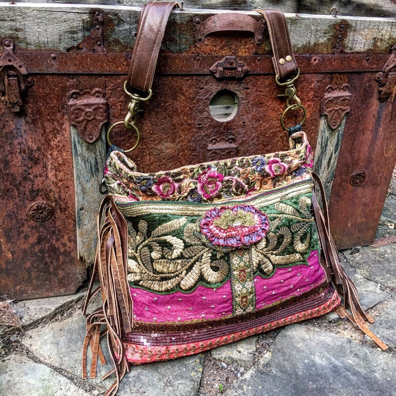 Bohemian Rosewood Treasure Bag Hobo Shoulder Slouch Bag | Etsy