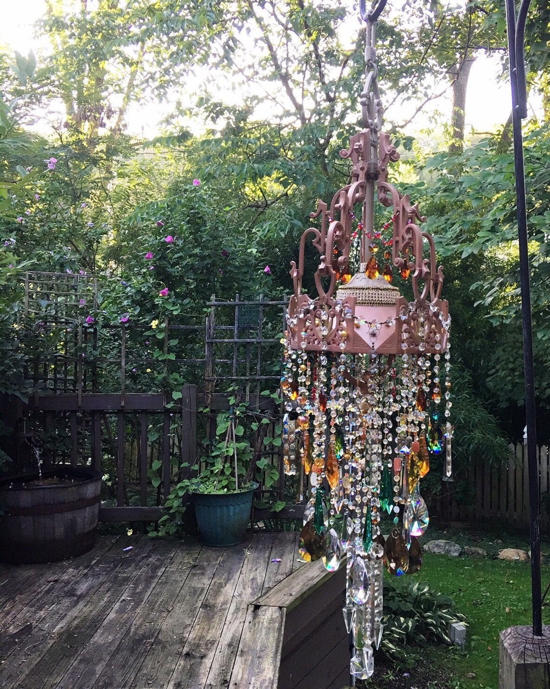 Grande Bohemian Garden Crystal Wind Chime Crystal Suncatcher Vintage French Chandelier Canopy Sparkling Dazzling