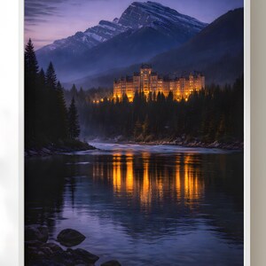 Banff National Park Printable, Blue Hour Mountain Art, Moody Canada Wall Decor, Digital Download