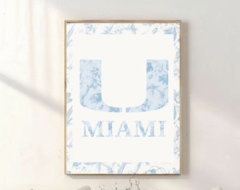 University of Miami Digital Wall Prints/Coastal Decor/Hurricanes/Miami/Coquette/Wall Art/Living Inspo/Aesthetic Wall Art