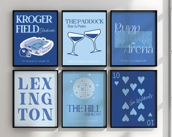 University of Kentucky Digital Wall Prints/Coastal Decor/UK/Wildcats/Lexington/Wall Art/Aesthetic Wall Art/Dorm Room/College Decor