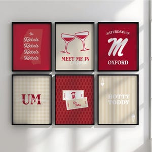 University of Mississippi Digital Wall Prints/Decor/UM/Rebels/Wall Art/Aesthetic Wall Art/Dorm Room/College Decor/Sorority/Football/Ole Miss