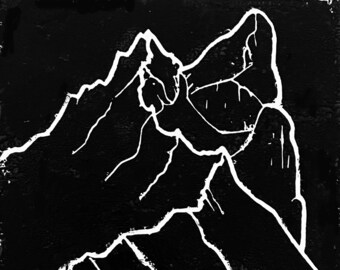 Baring Mountain Lino print