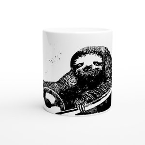 Driving sloth White 11oz Ceramic Mug