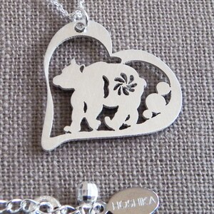 Bear Necklace, Heart, Sterling Silver image 4