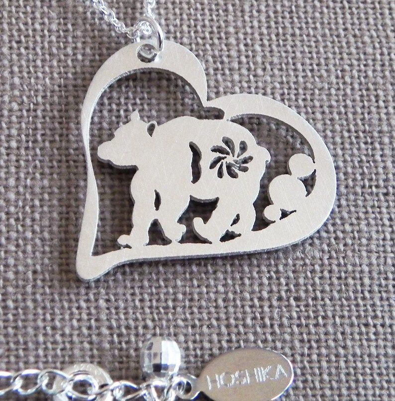 Bear Necklace, Heart, Sterling Silver image 4