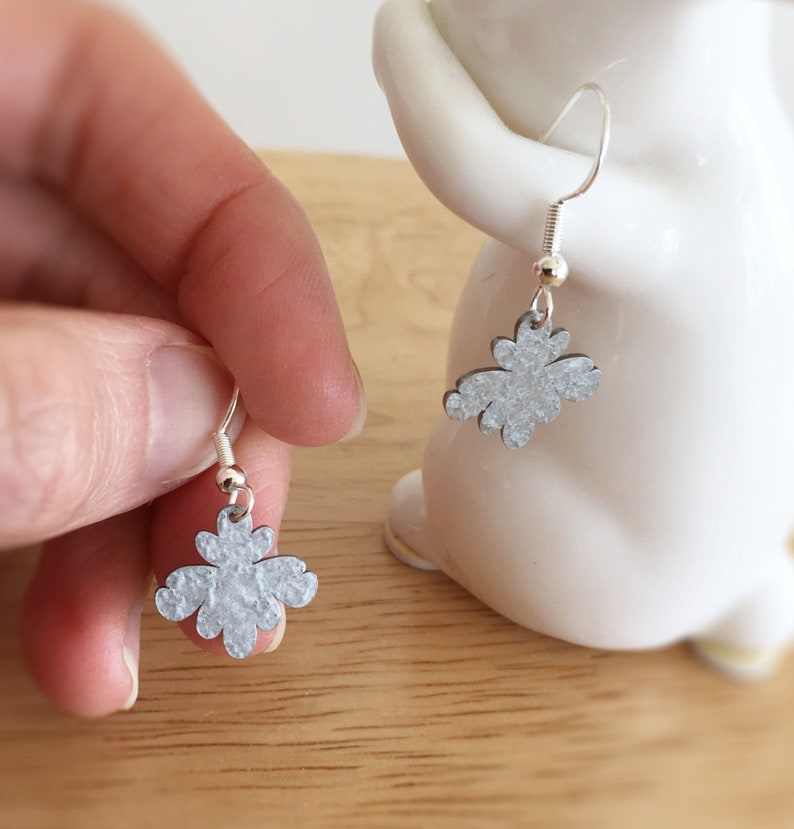Flora Earrings, Sterling Silver Ear Wire, Hand-painted and Textured image 1