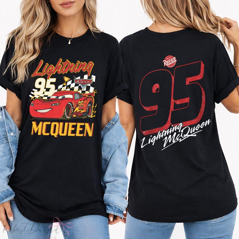 Retro Two Sided Lightning Mcqueen Comfort Colors Shirt, Disney Cars Shirt, Disney Pixar Cars Shirt, Cars Family Vacation 2026 Tee image 4