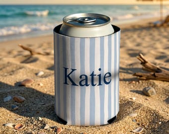 Monogrammed Can Cooler Custom Name Bachelorette Favor, Personalized Drink Holder