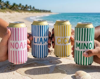 Monogrammed Slim Can Cooler Personalized Name, Custom Bridal Party Gift Bridesmaid Idea