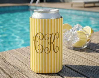 Striped Initial Can Cooler, Simple Lines Drink Holder,The Bach Club Cozies,Bridesmaid Proposal Party Favor,Colorful Regular Silm Can Sleeves