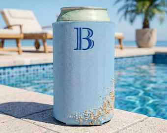 Striped Initial Can Cooler, Simple Lines Drink Holder, The Bach Club Cozies, Bridesmaid Proposal Party Favor