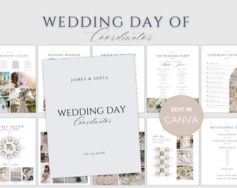 Wedding Coordinator Bundle Template | Editable Wedding Planner + Day Of Binder | Bridal Organizer Kit | Canva Instant Download Printable