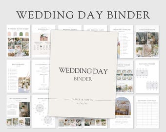 Wedding Day Binder: Customizable Wedding Template, Wedding Checklist, Decor, Floor Plan, Wedding Itinerary + Mobile Itinerary, Canva