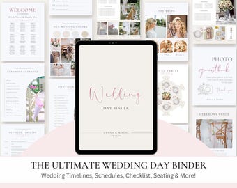 Wedding Day Binder: Timeline, Checklist, Seating Chart (Digital Download) Canva Template