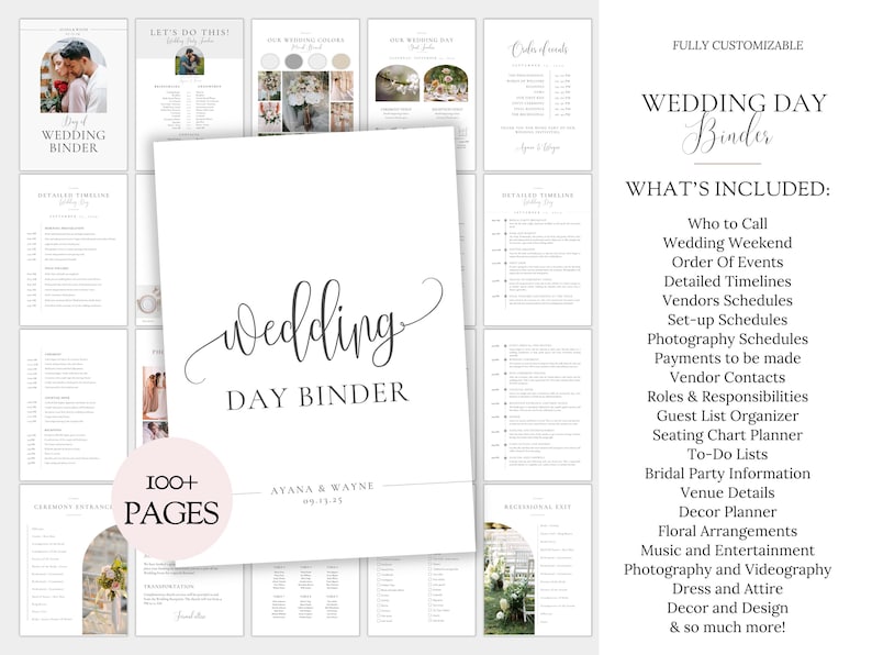 Wedding Coordinator| Marriage Planner| Wedding Timeline Wedding Binder| Wedding Planning Book| Wedding Decor | Wedding Seating Printable image 3