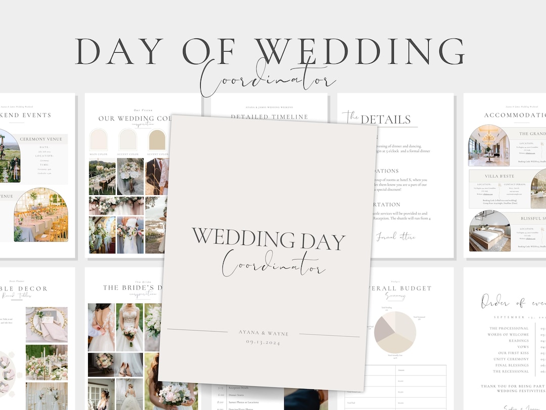 Wedding Coordinator Day of Binder Template,editable Bridal Planner ...
