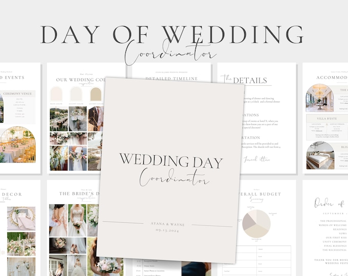 Wedding Coordinator Day of Binder Template,editable Bridal Planner ...