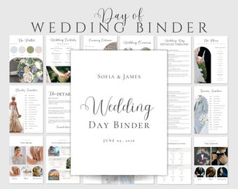 Wedding Day Binder Template, Timeline & Checklist (Canva, Printable, Instant Download)