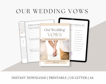 結婚の誓いワークブック：パーソナライズされた誓いの言葉プランナー編集可能テンプレート（PDFデジタルダウンロード）