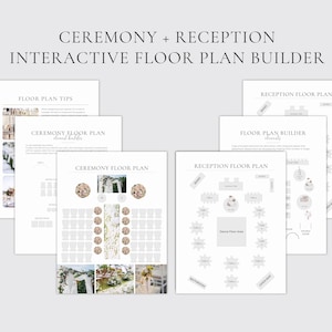 以下が含まれることがあります： 結婚式 の 式典 と 受付 の ため の 印刷 可能 な フロア プラン テンプレート の セット です。テンプレート に は、式典 の フロア プラン、受付 の フロア プラン、フロア プラン ビルダー が 含ま れ て い ます。テンプレート は、カップル が 結婚 式 の レイアウト を 計画 する の に 役立ち ます。