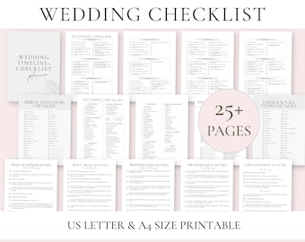 Wedding Checklist Planner: 30-Page Template , Editable Wedding Timeline