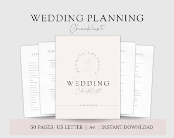 May include: A wedding planning checklist with a soft pink cover and a floral design. The title "Wedding Checklist" is displayed in elegant script. The checklist includes pages for various wedding planning tasks.