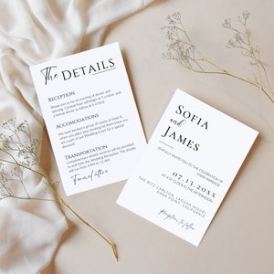 Minimalist Wedding Invitation Set | Editable Templates for Canva | Invitation, RSVP, and Details Cards