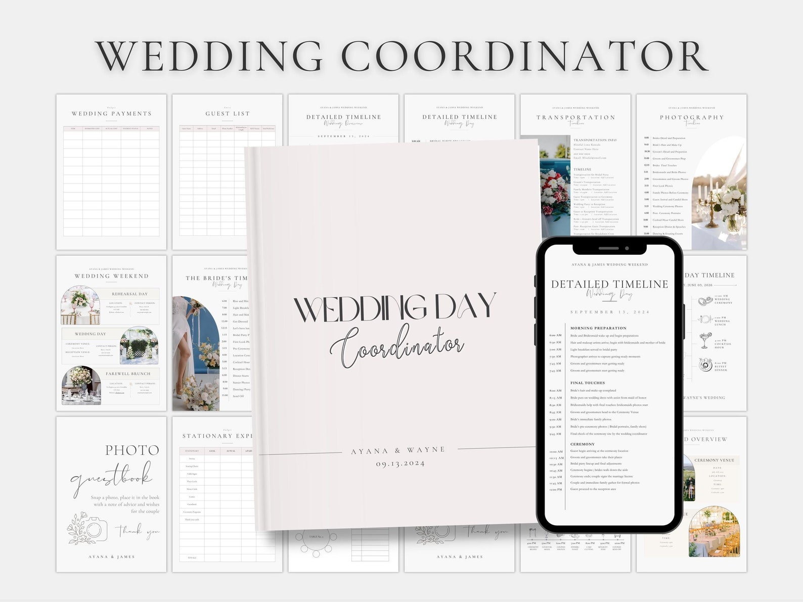 Canva Wedding Planner Template Bundle Itinerary, Dayof Binder
