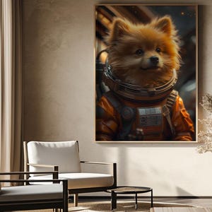 Weltraum Hund Leinwand Druck, Astronaut Haustier Porträt, Geschenk für Hundeliebhaber, Tier Wand Kunst, Benutzerdefinierte Haustier Leinwand, Weltraum Themen Dekor