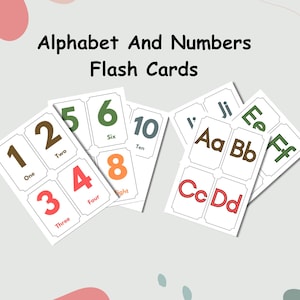 Alphabet and Numbers flash Cards Printable for Preschool, Uppercase and Lowercase  bundle
