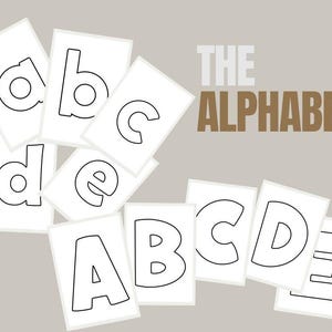 Letras ABC imprimibles, alfabeto grande en mayúsculas y minúsculas, descarga digital instantánea PNG y PDF para educación infantil