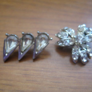 Lot of 2 Vintage Potmetal and Rhinestone Pins Flower and Pears