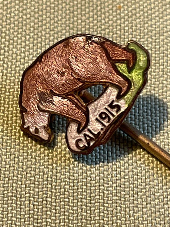 CAL 1915 Enameled Brown Bear Stickpin Souvenir