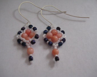 Angel Skin Coral Diamond Earrings Designed by ME