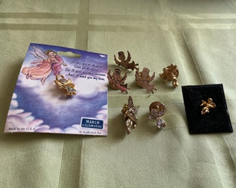 Lot of 8 Angel Tack Pins in Gold Tone Metal Vintage