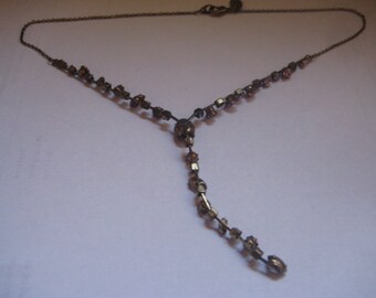 Bronzed Y  Necklace By NEXT  with Amethyst Light Amethsyt and Rose Rhinestones So Lovely