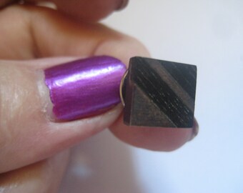 Rectangular Shaped Tie Tack in Sterling Silver with Inlaid Ebony Wood