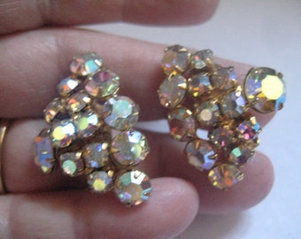 Continental Crystal AB Rhinestones in a Pyramid Shape in Gold Plate Metal