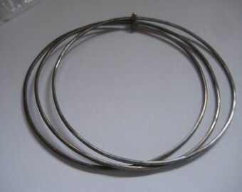3 Antique Silver Bangle Bracelets Bar to Hold Them Together