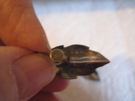 Vintage Sterling Leaf or Feather Shaped Screw Bac… - image 3