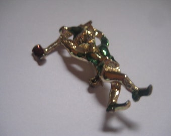 Leprechaun Figural Vintage Pin with Enamel